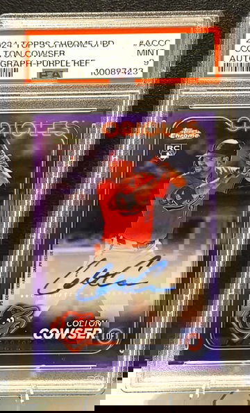 Colton Cowser  Auto  2024 Topps Chrome Update  Rookie RC  Purple  Orioles  /250  PSA 9