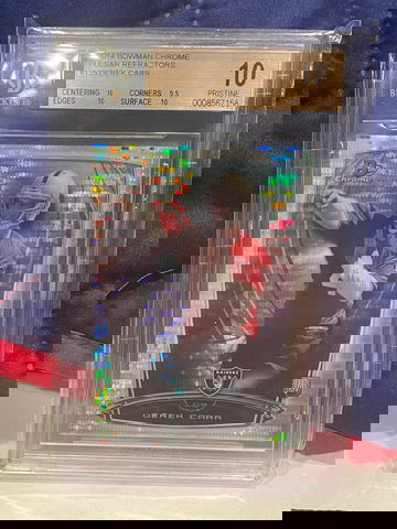 BGS 10 Bowman Chrome Pulsar Refractor 222/271 Derek Carr RC Pristine Rookie