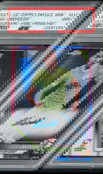2021-22 Topps Chrome UEFA Women's Lena Oberdorf Pink Auto /150 PSA 9