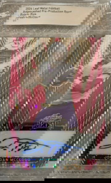 2024 Leaf Metal Autographed Pre-Production Proof Pulsar Pink - Jordan McCloud RC - 1/1