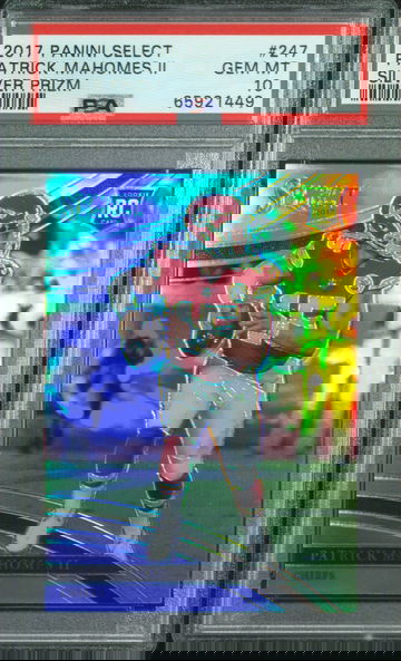 2017 Select Patrick Mahomes #247 Silver Prizm Field Level PSA 10 pop 99