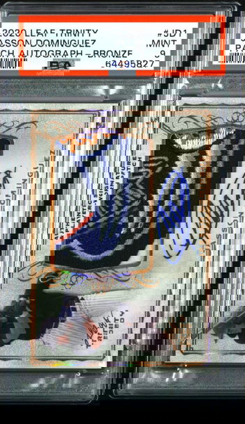 💎🧨 JASSON DOMINGUEZ 2020 LEAF TRINITY PROSPECT  JUMBO PATCH AUTO #PA-JD1 🚨🦁