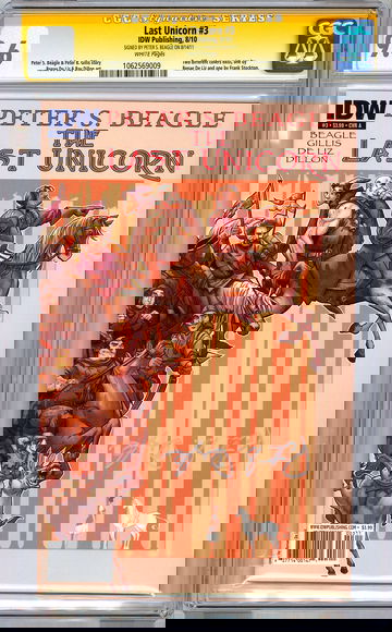 THE LAST UNICORN #3 CGC-SS 9.6 *SIGNED BY 1968 AUTHOR PETER S. BEAGLE* IDW 2010