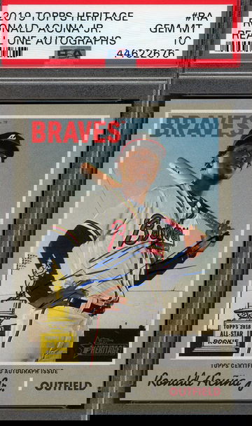 2019 Topps Heritage Ronald Acuna Real One Autographs PSA 10