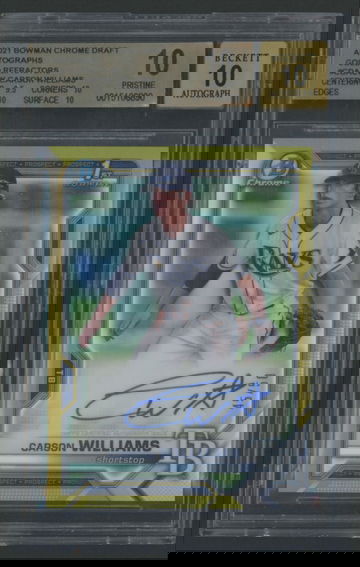 2021 Bowman Draft Carson Williams 1st Chrome True Gold Ref. Auto /50 BGS 10/10