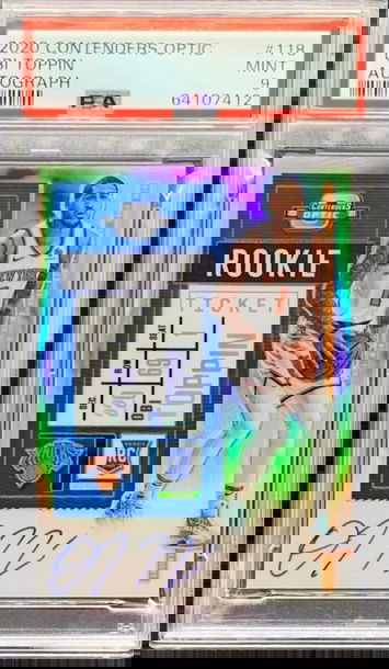 2020 CONTENDERS OPTIC OBI TOPPIN HOLO SILVER ROOKIE TICKET RC AUTO PSA 10