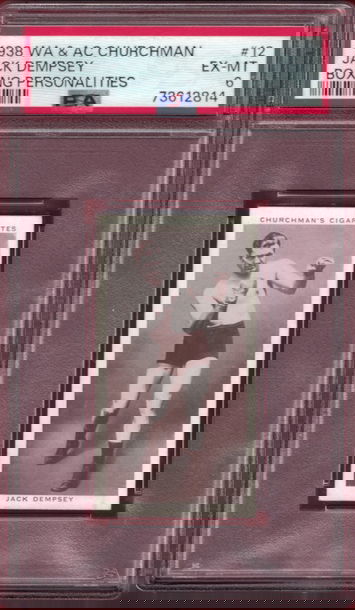 1938 WA & AC CHURCHMAN CIGARETTES Jack Dempsey PSA 6 BOXING PERSONALTIES Card #12!