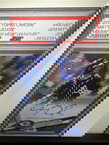 2017 Topps Cbrome Matt Olson Rookie Auot Blue Wave Refractor