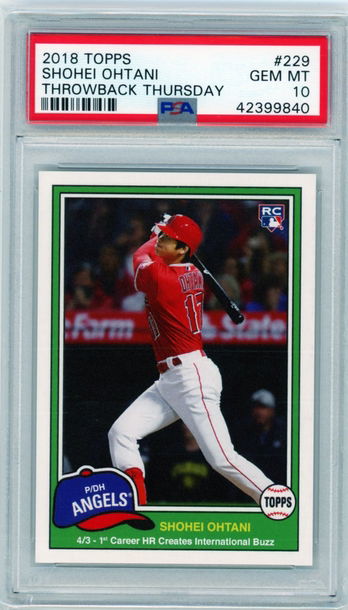 2018 Topps Throwback Thursday #229 Shohei Ohtani PSA 10 GEM MINT!