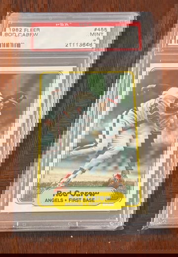 1982 Fleer Baseball Rod Carew HOF PSA 9 California Angels