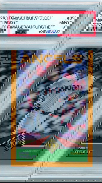 2024 Transcendent Coll. #89 Mike Trout Icons Chrome Image Variation Orange Refractor PSA 9 MINT!