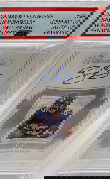 2018 FLAWLESS SAQUON BARKLEY - SILVER #SB PSA 10 Rookie AUTO 10 GAINTS Pop 1!