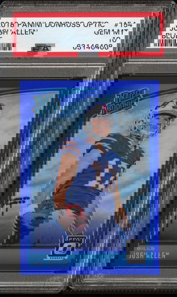 2018 PANINI DONRUSS OPTIC BLUE #154 /149 JOSH ALLEN ROOKIE RC PSA 10