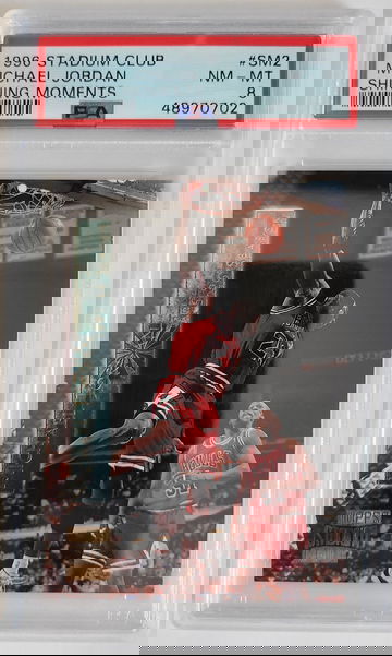 1996 Topos Stadium Club Michael Jordan Shining Moments Insert SP #SM2 PSA 8 NM-MT 