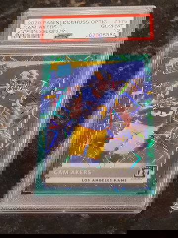 2020 Optic Cam Akers #175 Green Velocity Rated Rookie HOLOGRAM PSA 10 GEM MNT!