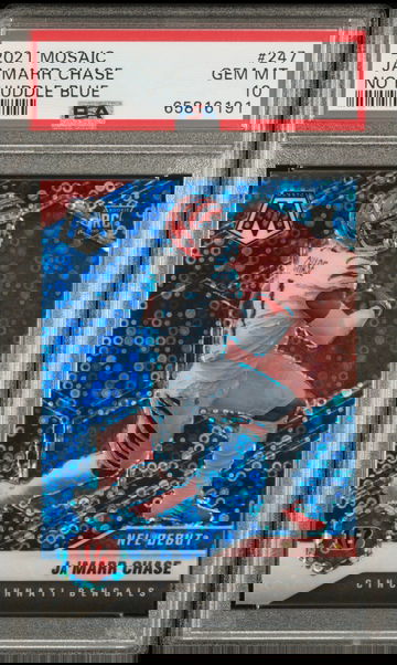 2021 Mosaic Ja'Marr Chase No Huddle Blue Disco NFL Debut RC 54/75 Rookie Card #247 PSA 10 GEM MT