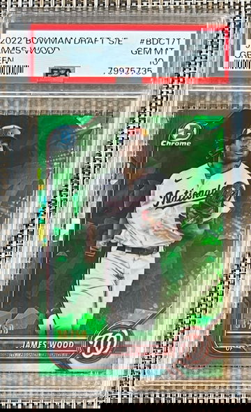 2022 Bowman Draft Chrome Sapphire Edition James Wood #36/50 Green SSP PSA 10 💎