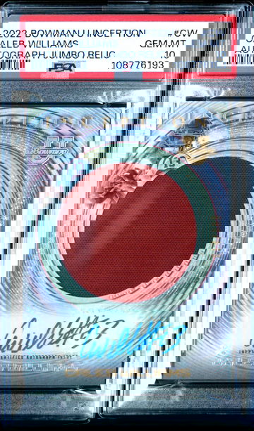 2022 BOWMAN U INCEPTION AUTOGRAPHS CALEB WILLIAMS JUMBO RELIC #CW RC PSA 10