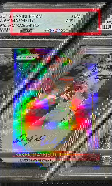 2018 Panini Silver Prizm #BM Baker Mayfield Browns RC Rookie AUTO PSA 9 MINT
