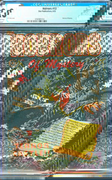 Horrors #13 (1953) CGC 3.0 -- Classic L. B. Cole horror cover; Star Publications
