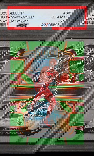 2023 Panini Select Neon Green Prizm Donovan Mitchell #38 /75 PSA 10