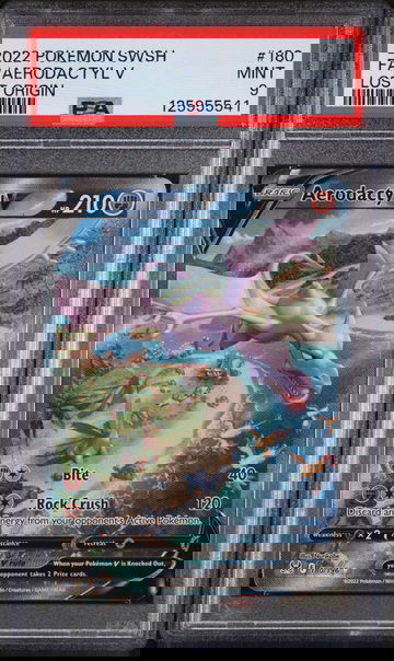 2022 Pokemon Sword and Shield Lost Origin Aerodactyl V #180 PSA 9