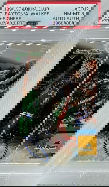 1998 Stadium Club Co-Signers Payton/Walker Authentic Auto PSA 8