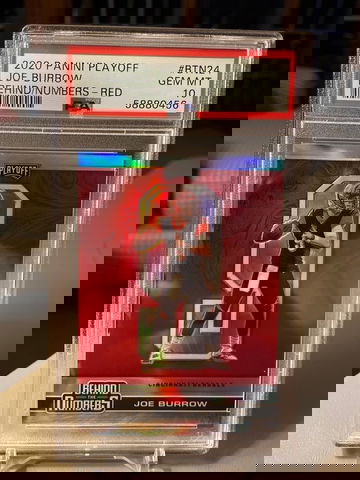 2020 Panini Playoff Joe Burrow Behind The Numbers RED PSA 10