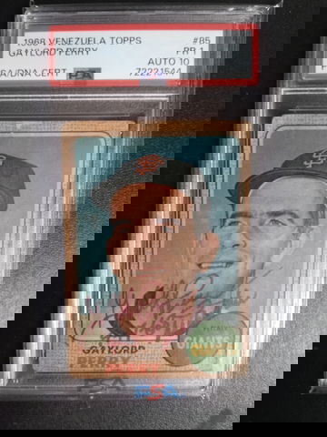 1968 Venezuela Topps #85 Gaylord Perry PSA 1 Auto 10