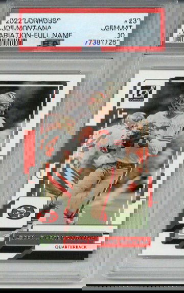 2022 PANINI DONRUSS VARIATION FULL NAME #23 JOE MONTANA CARD 49ERS PSA 10 RARE