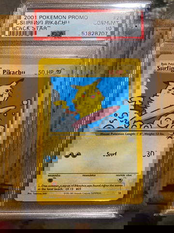 2001 pokemon promo surfing pikachu black star psa 10