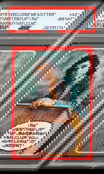 1976 TOPPS WELCOME BACK KOTTER MEETING OF THE BARBARINO FAN CLUB WILL NOW COME TO ORDER #42 PSA 8, POP 11, 2 HIGHER