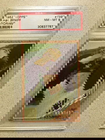 1962 Topps #139 Hal Reniff PSA 8 NM-MT PITCHING GREEN TINT YANKEES