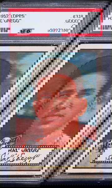 1952 Topps #318 HAL GREGG High Series SP - MLB Baseball New York Giants (PSA 2)#93972196