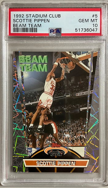 1992 STADIUM CLUB SCOTTIE PIPPEN BEAM TEAM #5 GEM MINT 10