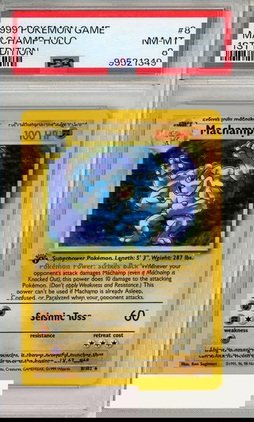 1999 POKEMON GAME MACHAMP-HOLO #8 1ST EDITION PSA 8 NM-MT