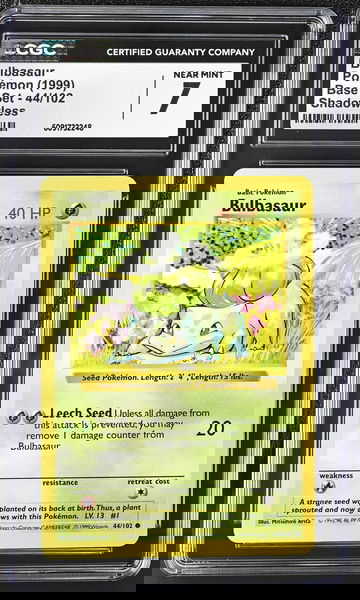 1999 Pokémon Base Set Shadowless Bulbasaur #44/102 CGC 7