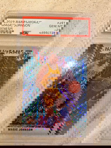 2019-20 Panini Mosaic Magic Johnson Genesis PSA 10