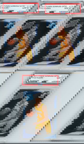 LOT OF 3 Kyle Kuzma 2017 Panini Donruss Optic Rookie PSA 10