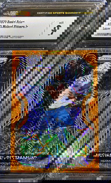 2020 Panini Prizm ORANGE LAZER ROOKIE Michael Pittman Jr CSG 9 MINT