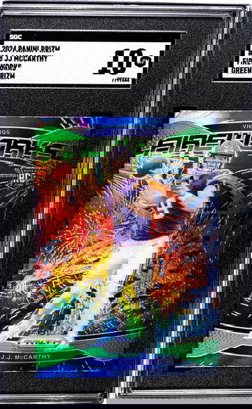 2024 Panini Prizm #18 Jj Mccarthy Fireworks Green Prizm SGC 10