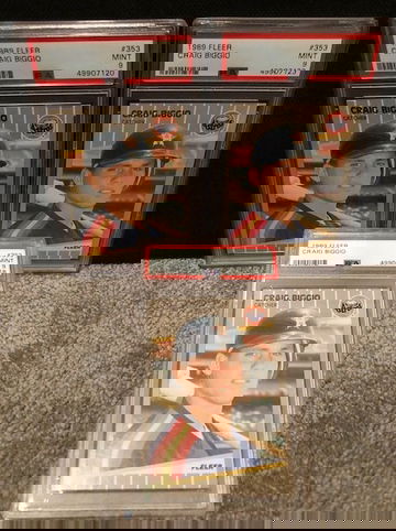 1989 Fleer Craig Biggio Rookie (PSA Mint 9) (3 Card Lot)