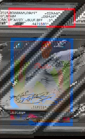2018 Alec Bohm Bowman Chrome Rookie Blue Refractor Auto #/150 PSA 10 