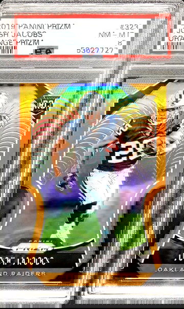 2019 Panini Prizm #323 Josh Jacobs Orange #/249 * PSA 8 NM-MT * Raiders Rookie