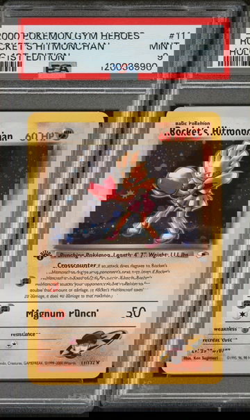 2000 Pokemon Gym Heroes 1st Edition Rocket's Hitmonchan #11 Holo PSA 9
