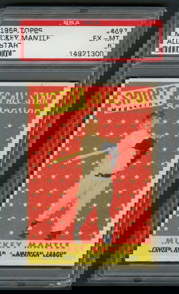 1958 TOPPS MICKEY MANTLE PSA 6 ALL STAR 487 