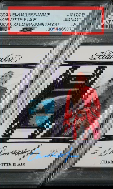 2024 Panini Flawless WWE Amethyst Charlotte Flair #VT-CFL Patch Auto /8 PSA 8