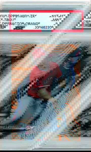 2018 Topps High Tek #HT-MT Mike Trout Orbit Diffractor-Orange PSA 9 MINT!