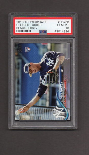 2018 Topps Update Black Jersey Var SP #200 Gleyber Torres PSA 10 RC