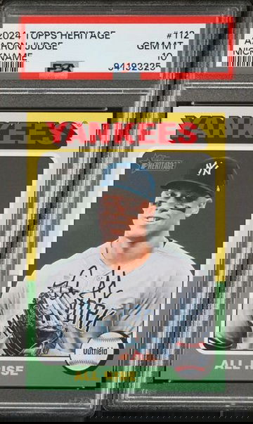 Aaron Judge 2024 TOPPS Heritage "All Rise" SSP NICKNAME PSA 10 POP 17!